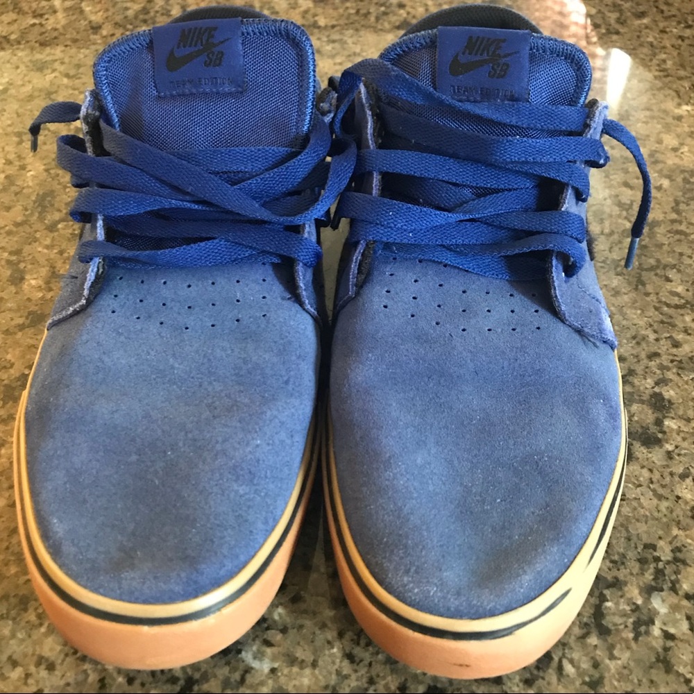 Blue NikeSB team edition shoes.